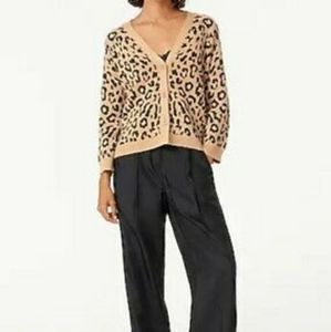 J. Crew V-neck cardigan sweater in leopard